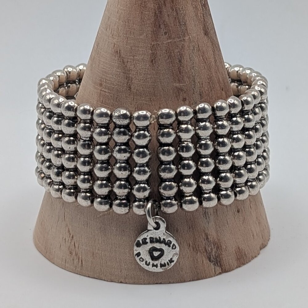 Metal Pointu's Paris Bracelet by Bernard Bouhnik, Silver Plated Ball Cuff